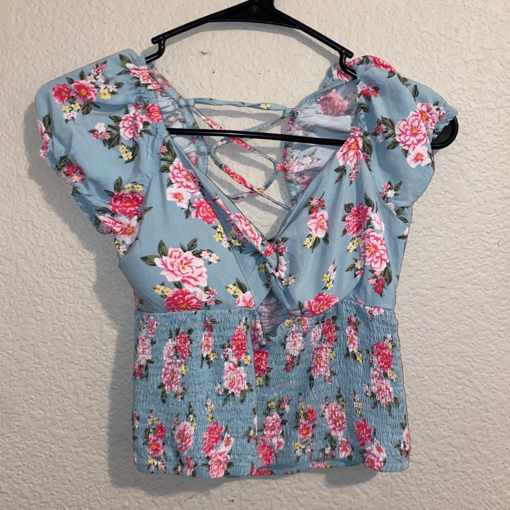 Floral Crisscross Back Top